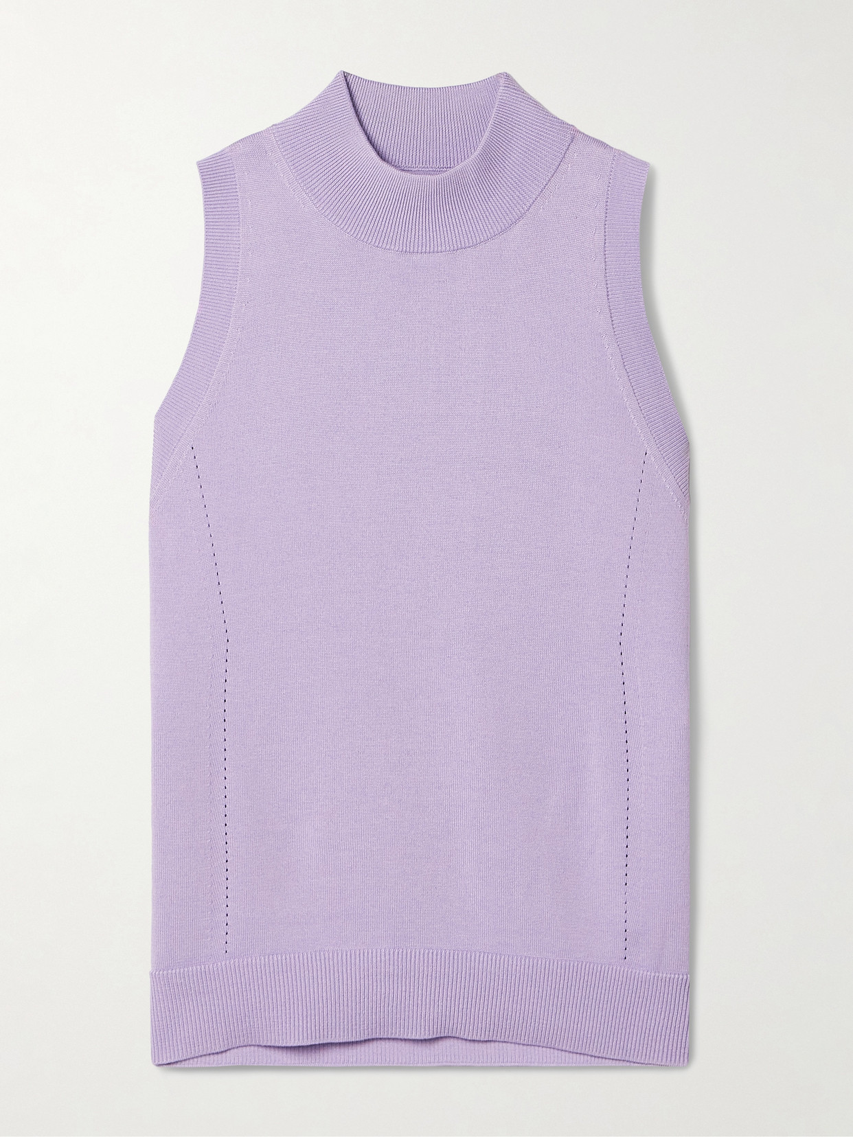 Carolina Herrera Silk And Cotton-blend Turtleneck Tank In Purple