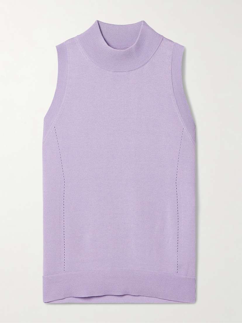 Carolina Herrera Silk And Cotton-blend Turtleneck Tank