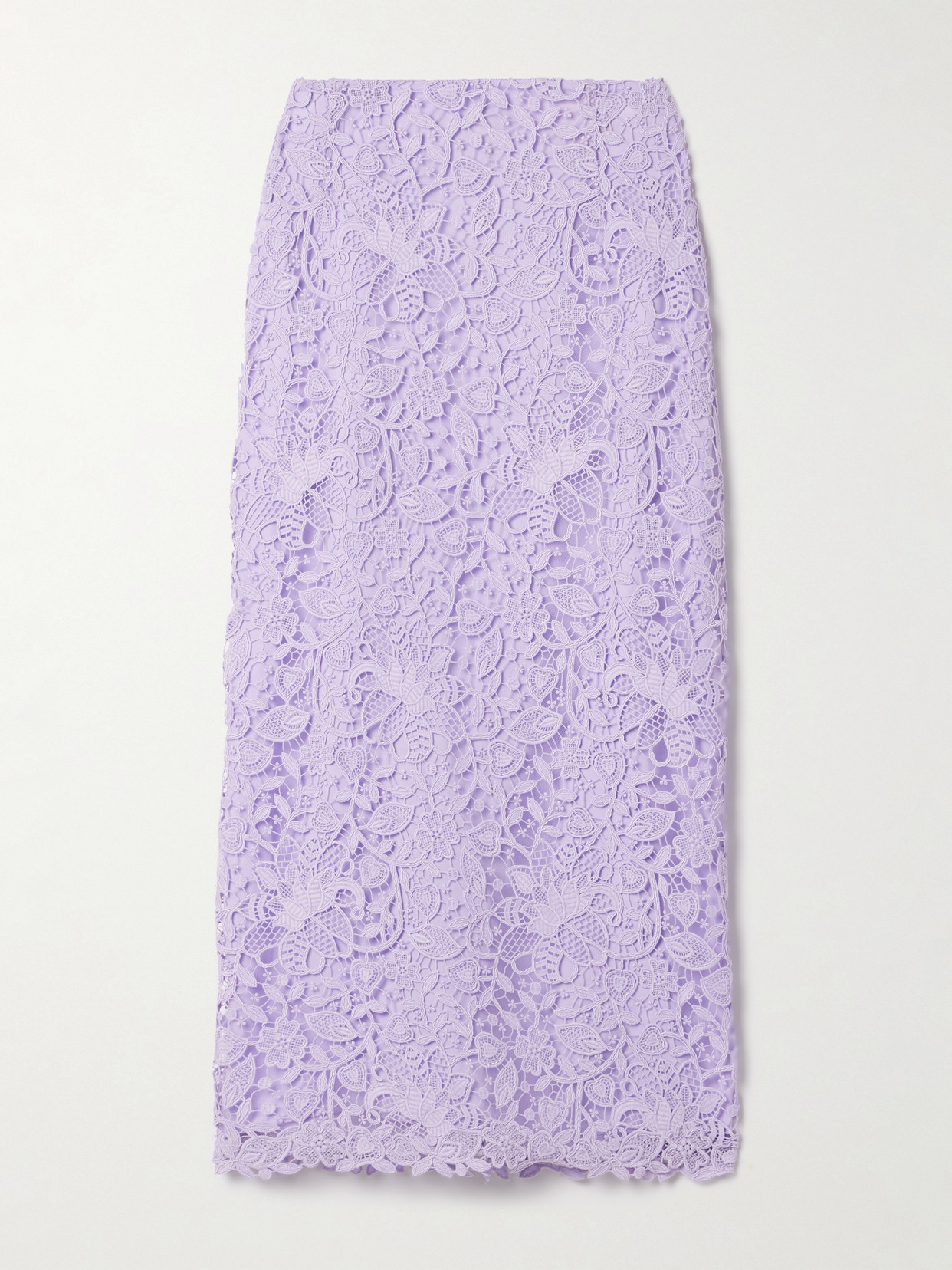 Shop Carolina Herrera Corded Lace Midi Skirt In Purple