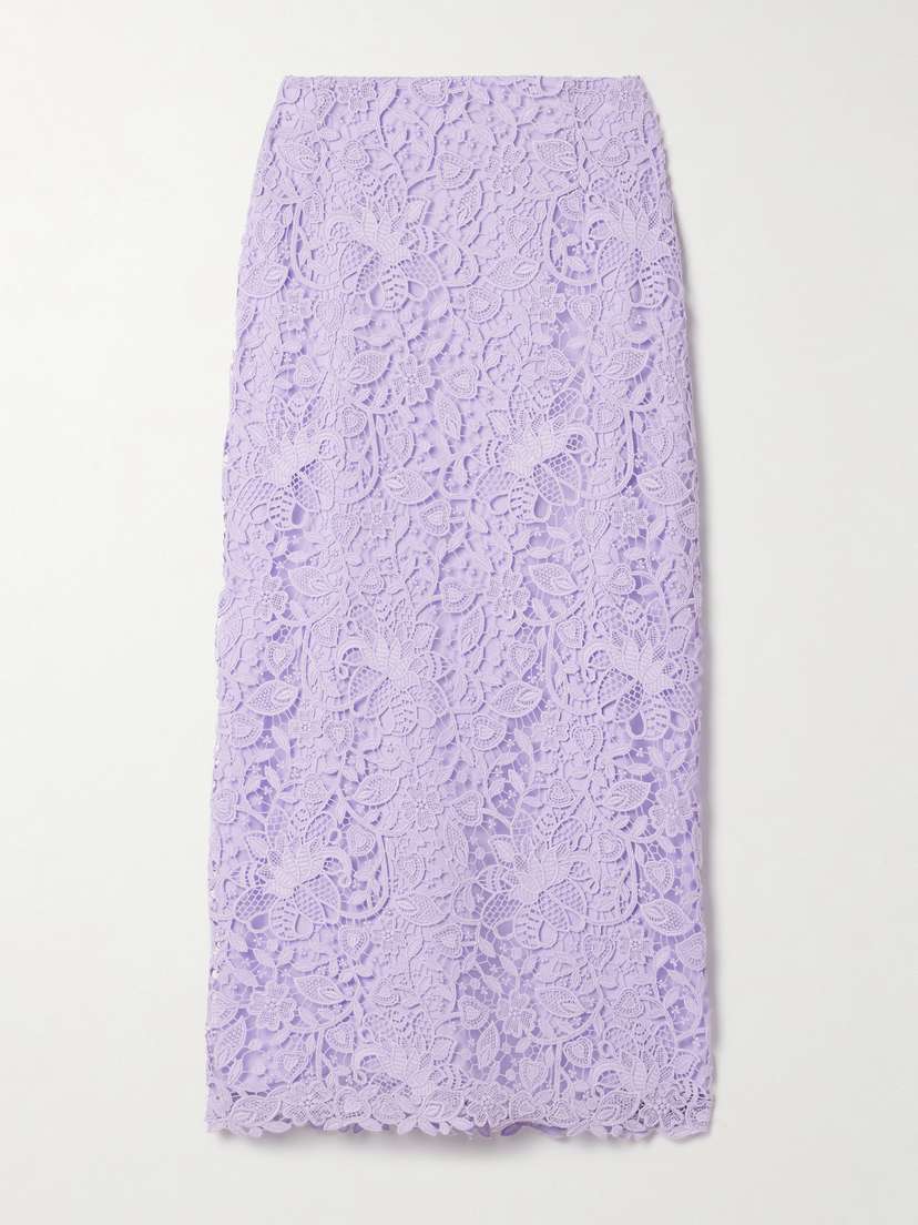 Carolina Herrera Corded Lace Midi Skirt