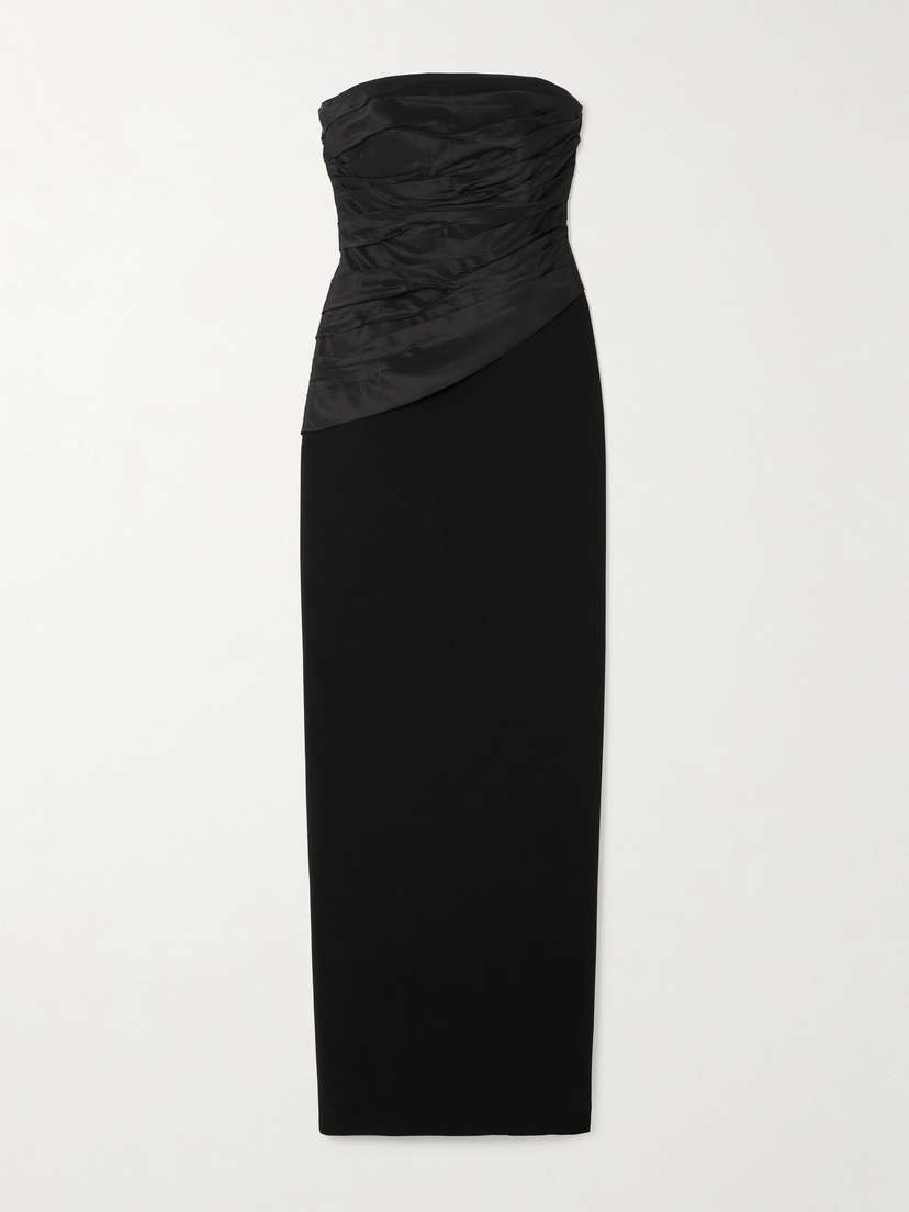 Carolina Herrera Strapless Ruched Satin And Ponte Gown