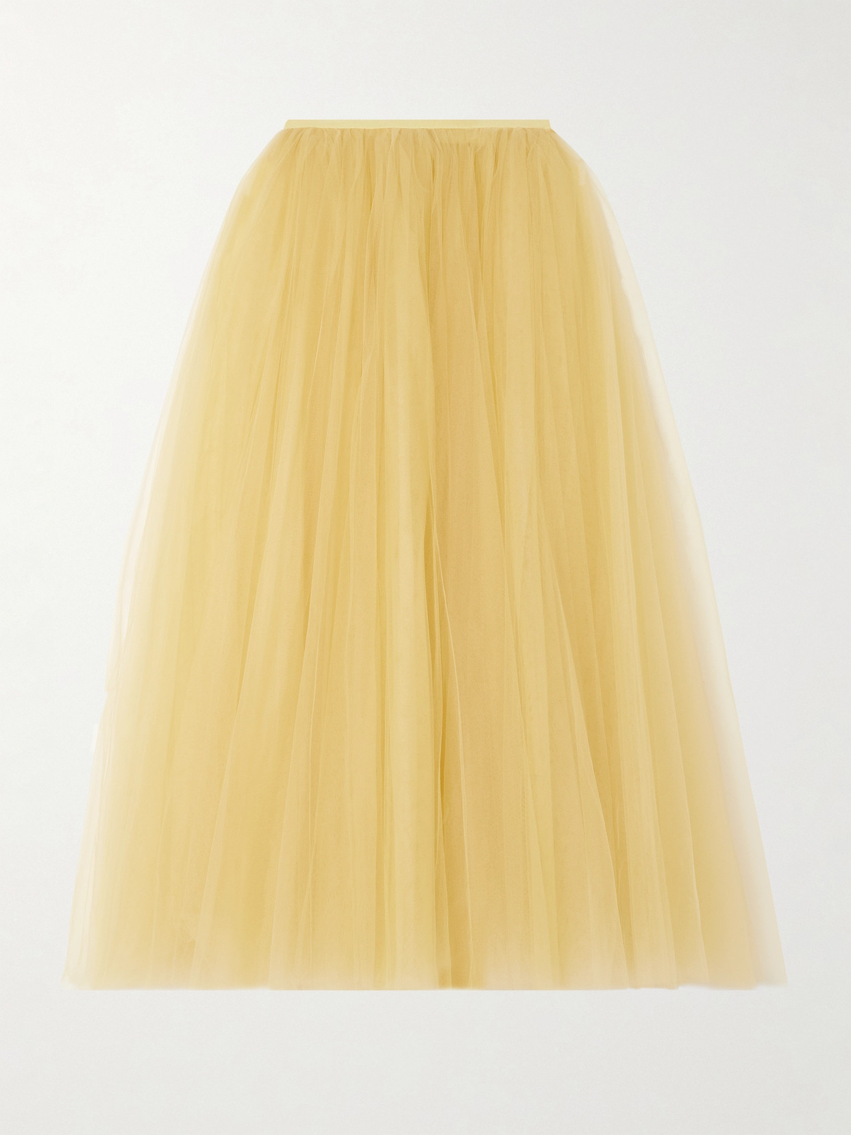 Carolina Herrera Grosgrain-trimmed Tulle Maxi Skirt In Yellow