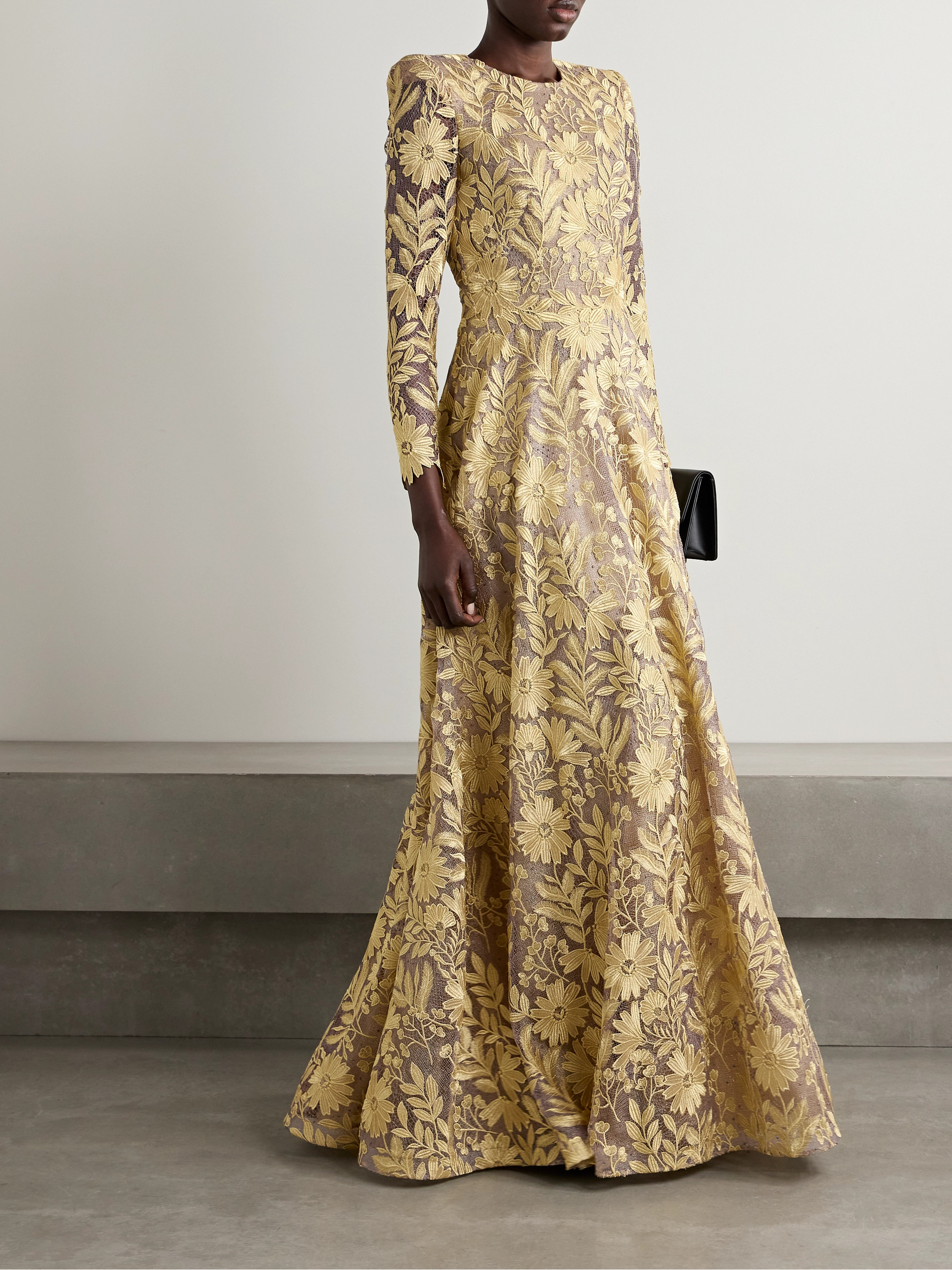 Naeem Khan Metallic appliquéd embellished tulle gown