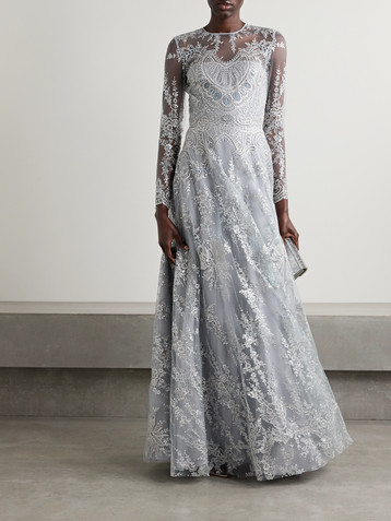 Naeem Khan Embroidered sequin-embellished tulle gown