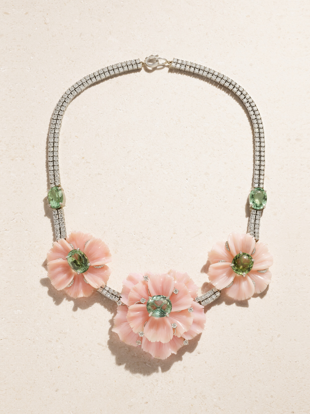 Irene Neuwirth Tropical Flower 18-karat White Gold Opal, Tourmaline And Diamond Necklace - Pink