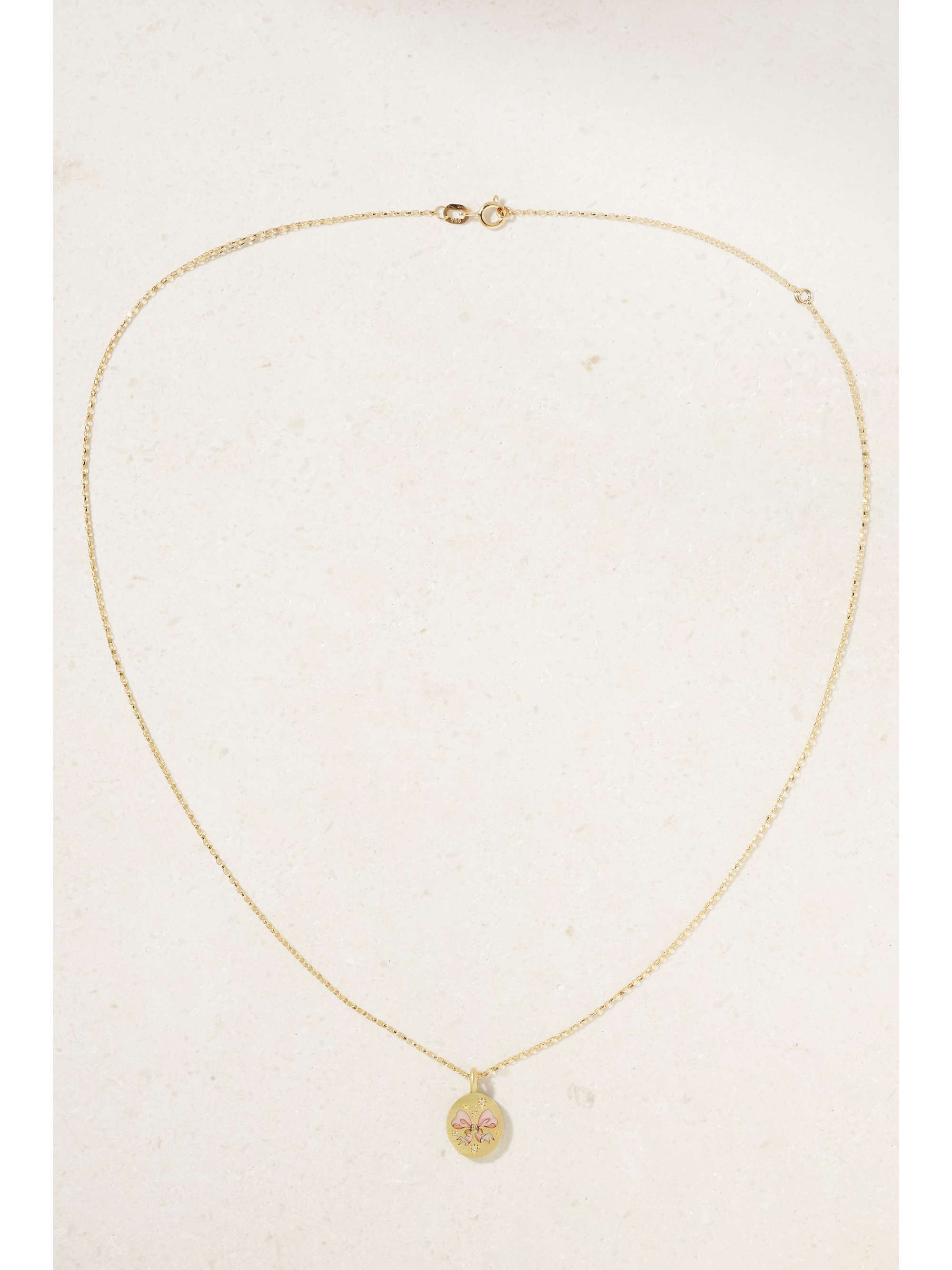 CECE JEWELLERY Pretty N' Pink 18-karat gold, diamond and enamel necklace |  NET-A-PORTER