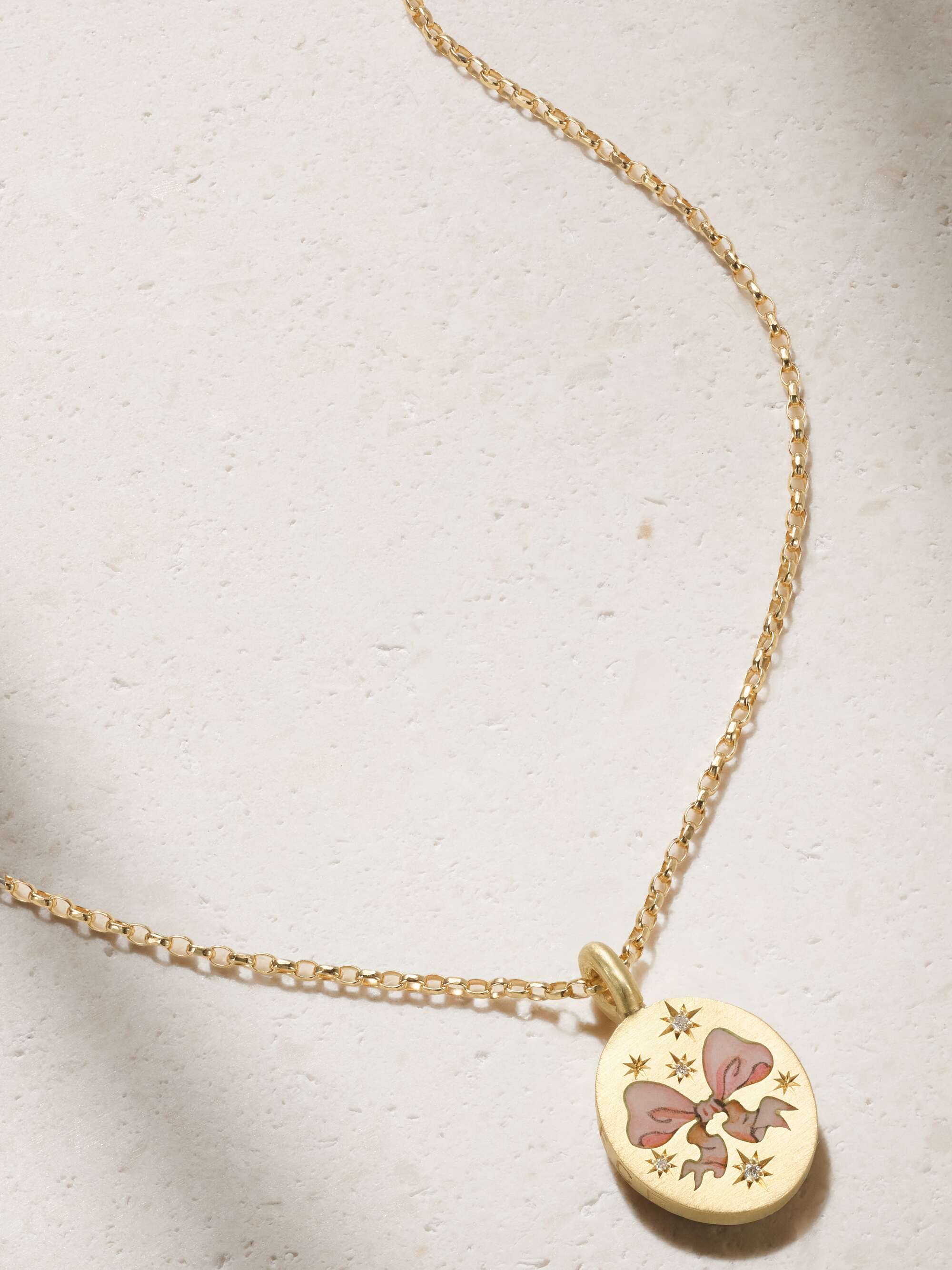 CECE JEWELLERY Pretty N' Pink 18-karat gold, diamond and enamel necklace |  NET-A-PORTER