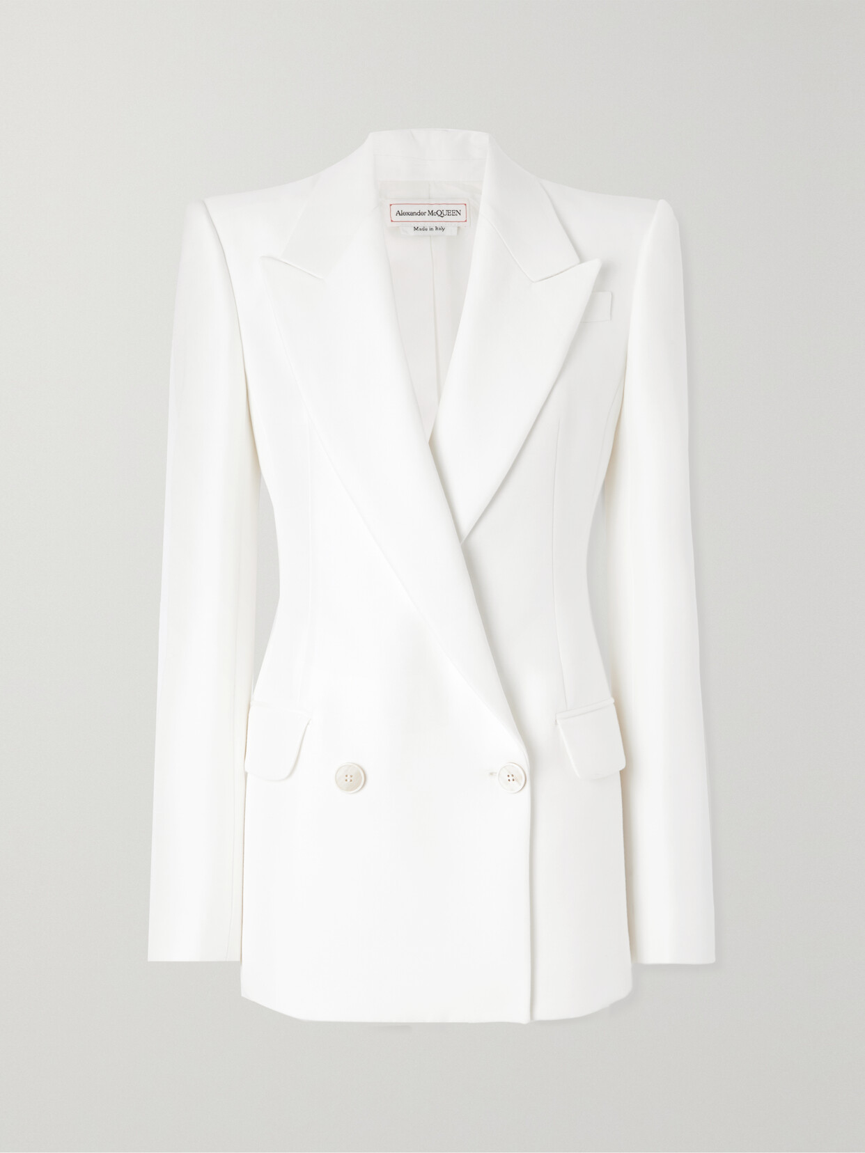 Shop Alexander Mcqueen Double-breasted Cady Blazer In White