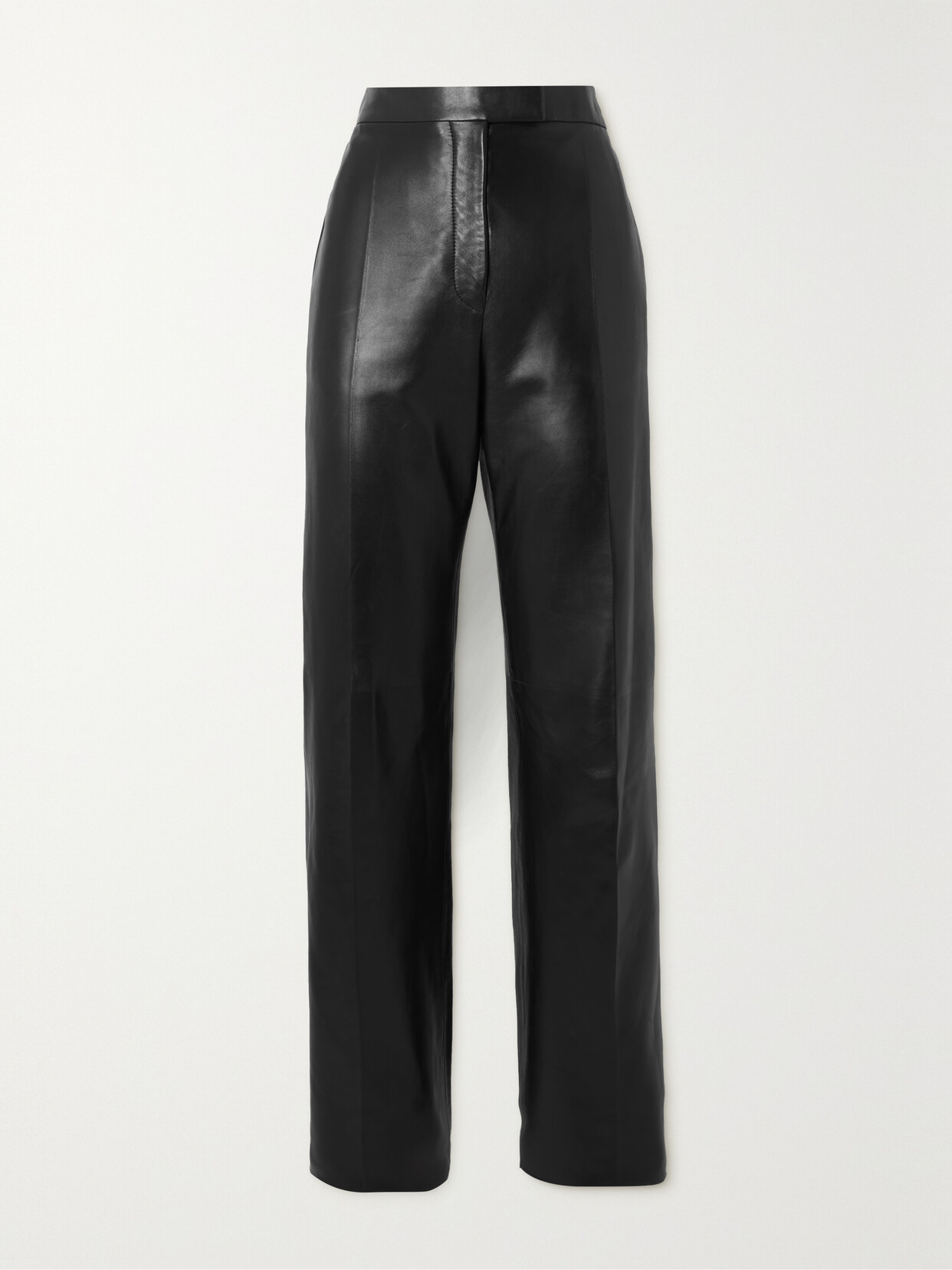 Shop Alexander Mcqueen Leather Straight-leg Pants In Black