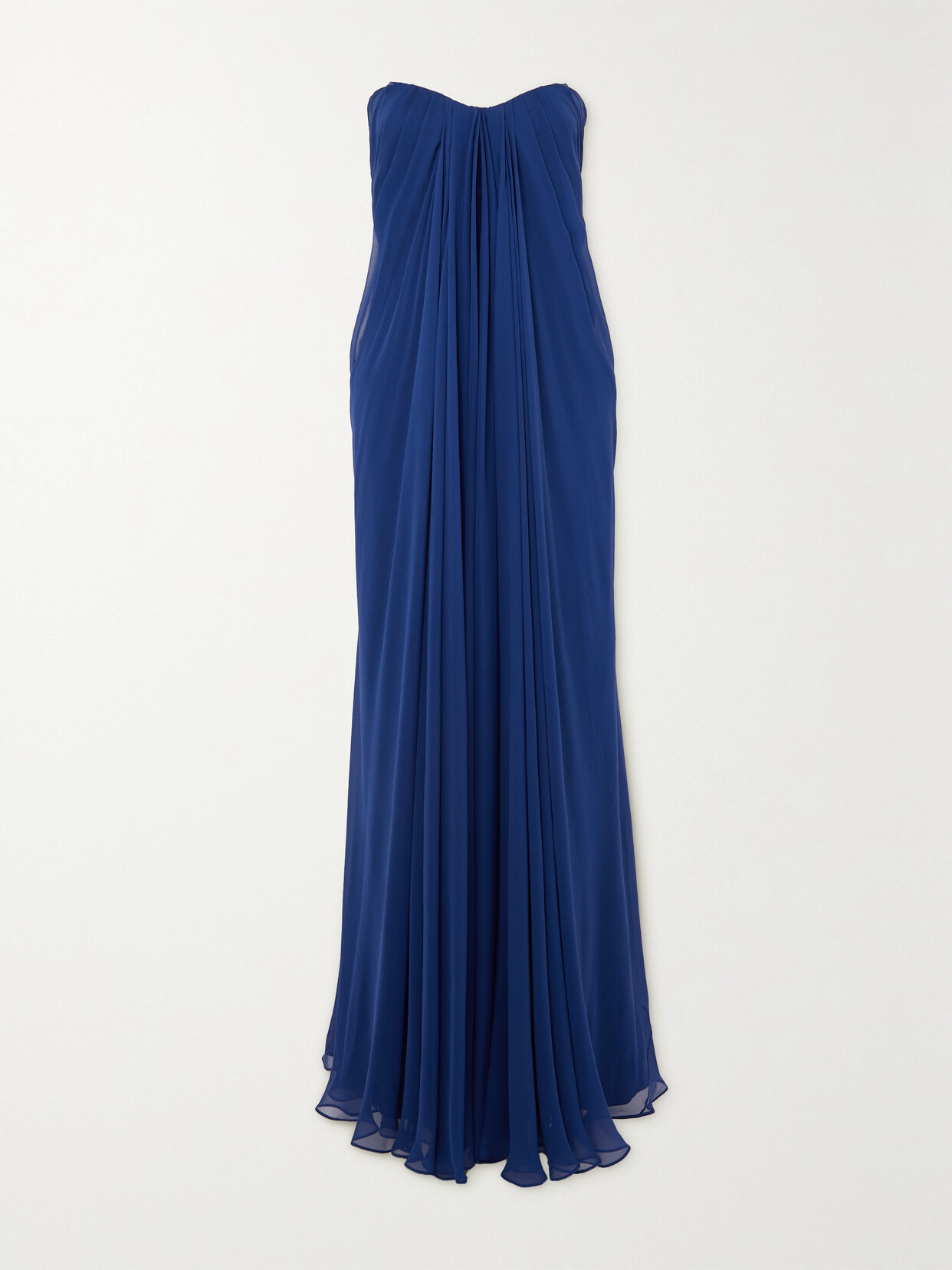 Alexander McQueen - Strapless Draped Silk-chiffon Gown - Blue