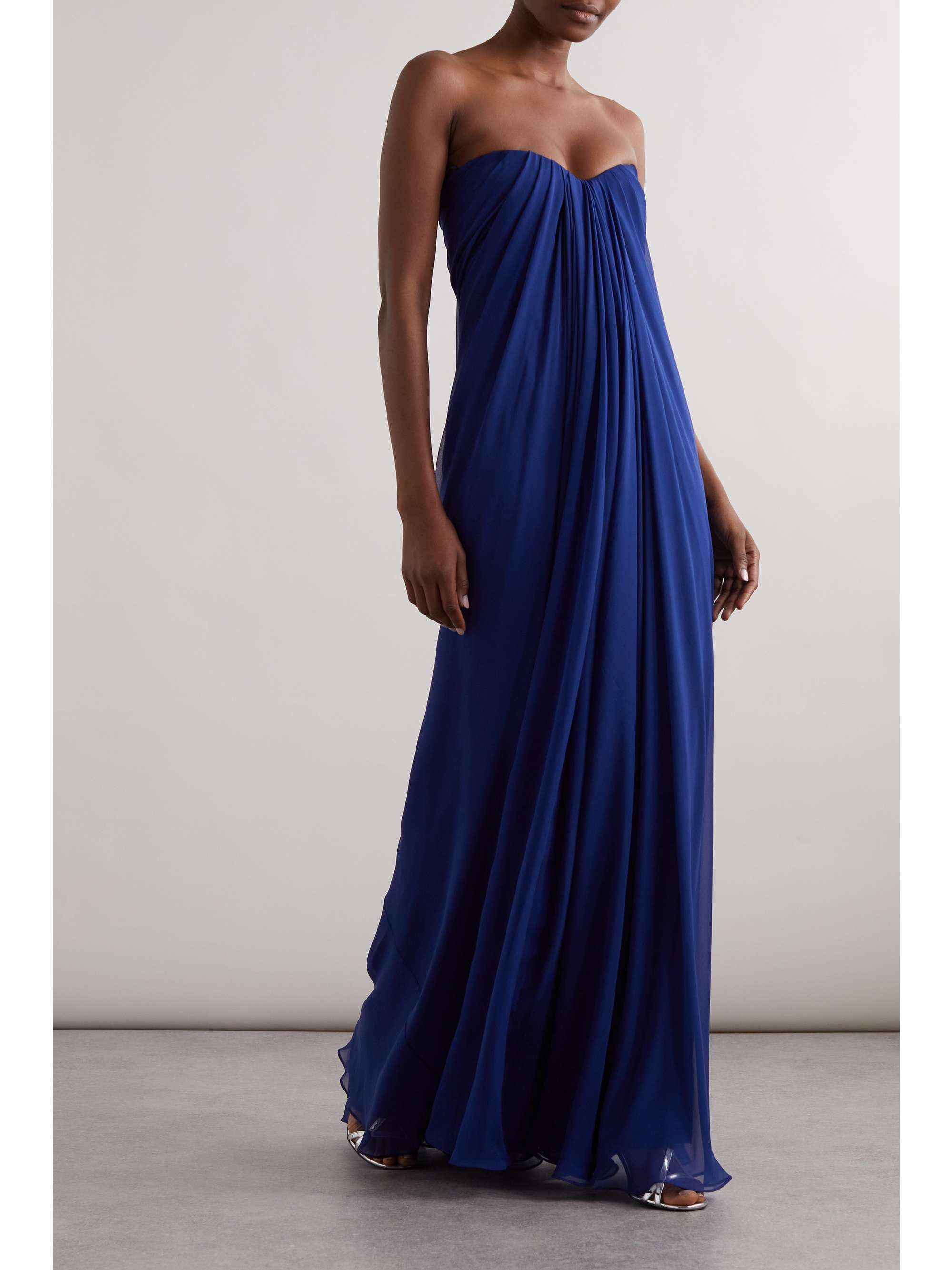 ALEXANDER MCQUEEN Draped silk-chiffon gown