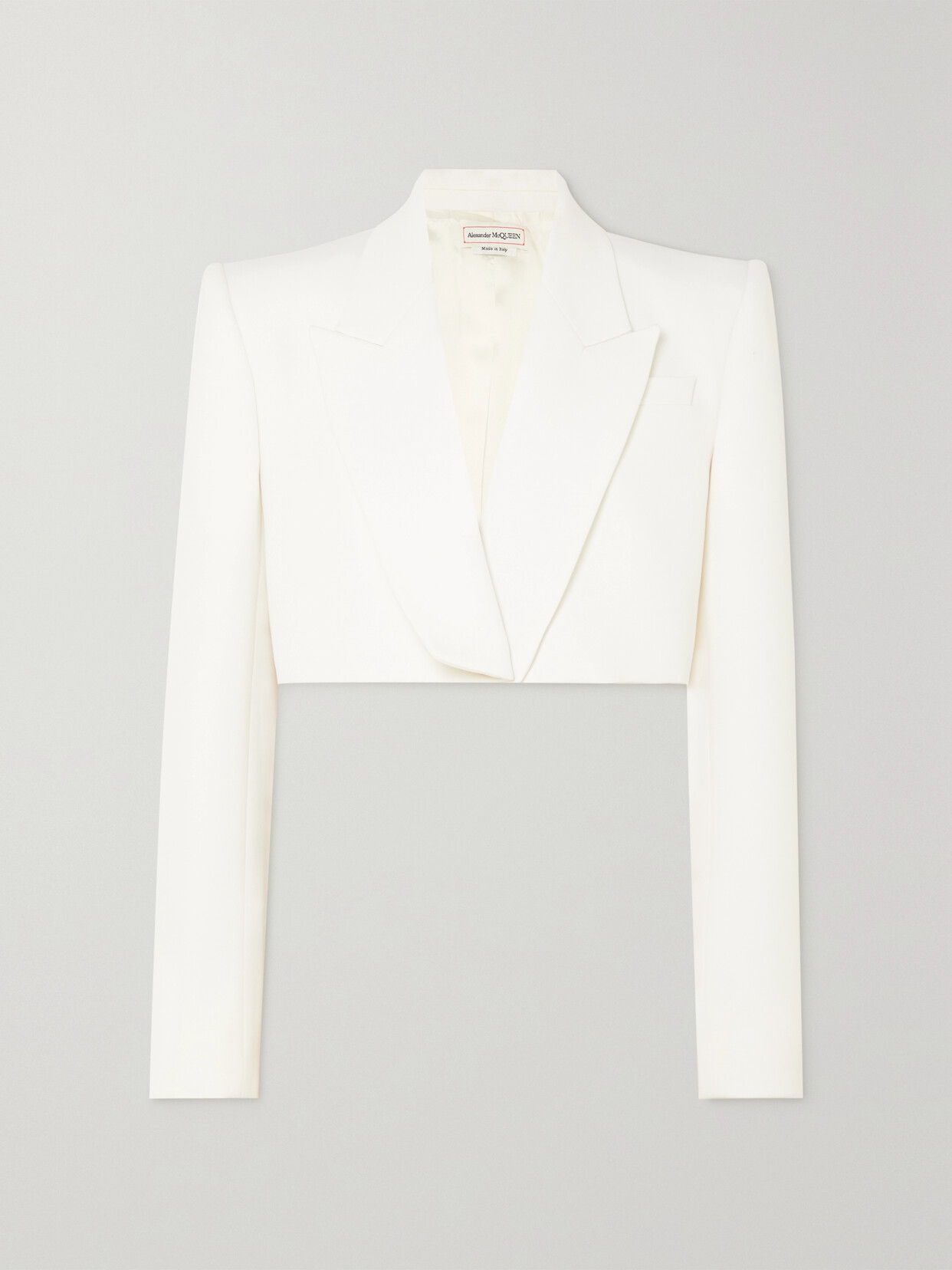 Alexander McQueen - Cropped Grain De Poudre Wool Blazer - White