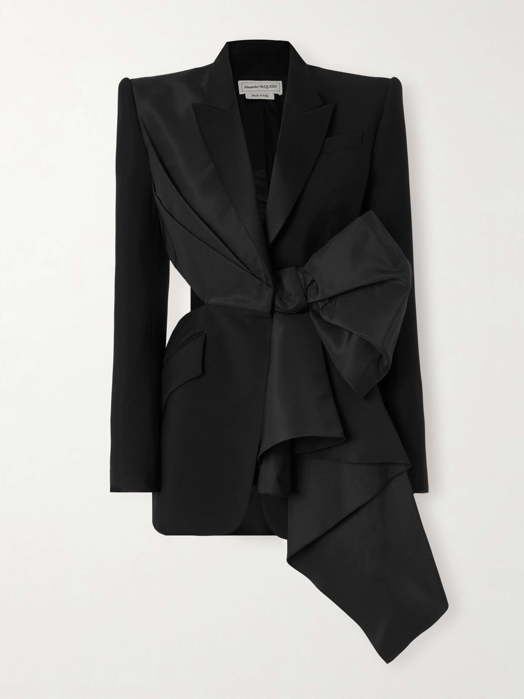 ALEXANDER MCQUEEN Asymmetric cutout grain de poudre wool, taffeta 