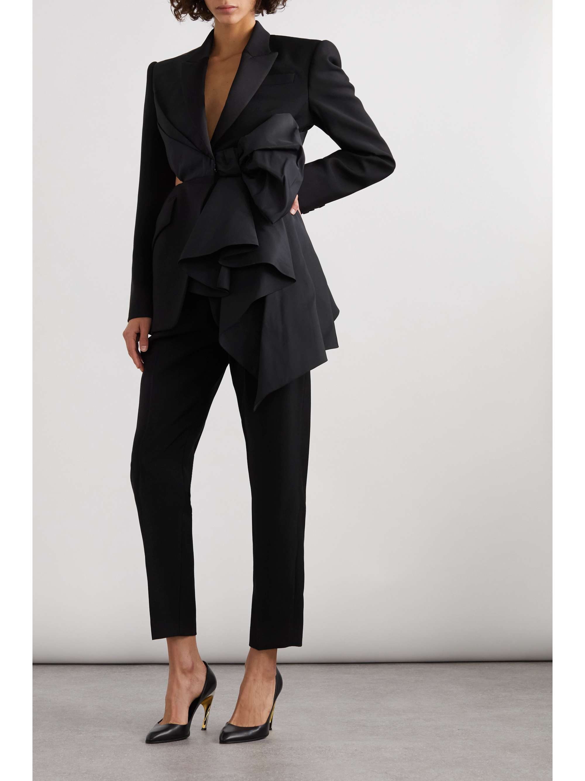 ALEXANDER MCQUEEN Asymmetric cutout grain de poudre wool, taffeta 