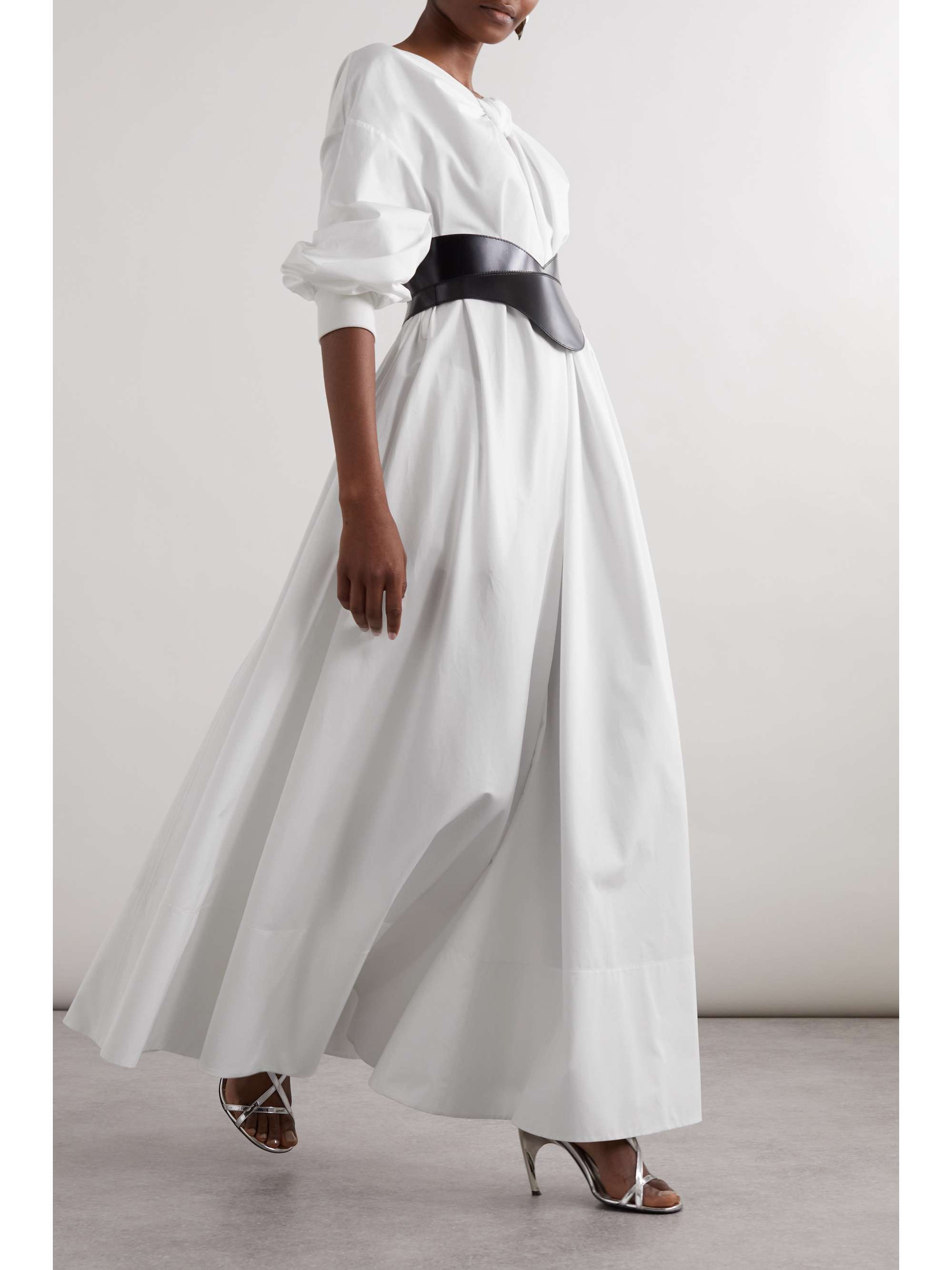 ALEXANDER MCQUEEN Cocoon belted cotton midi dress | NET-A-PORTER