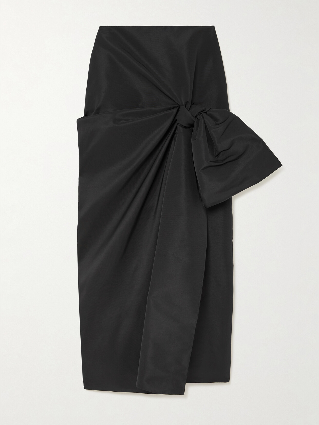 Alexander Mcqueen Bow-embellished Taffeta Midi Skirt In Black