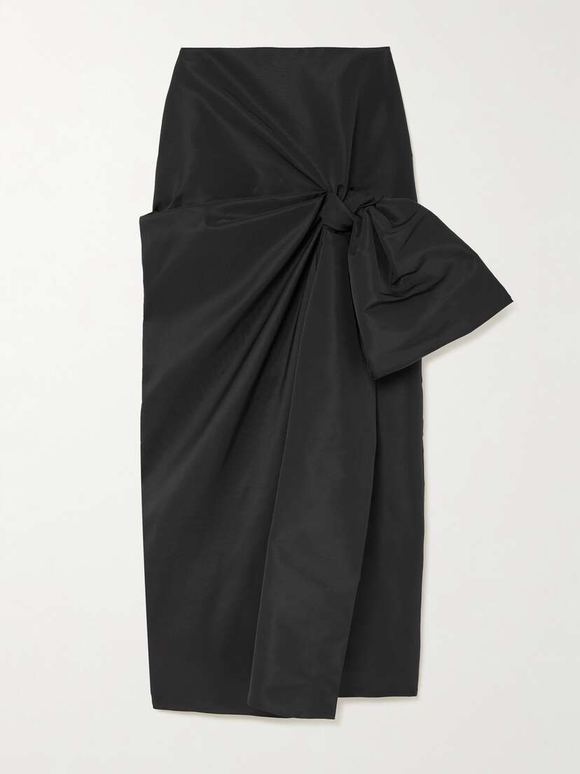 McQueen Bow-embellished Taffeta Midi Skirt