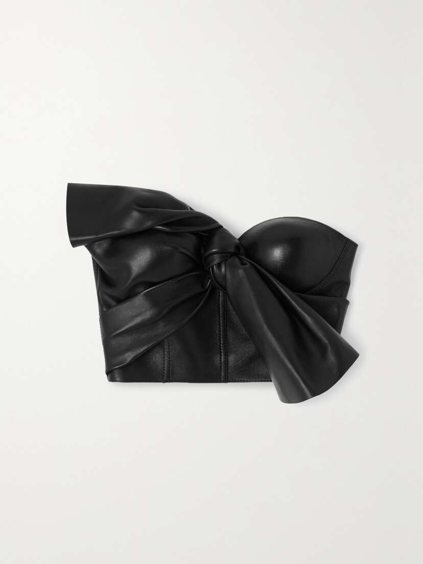 Alexander McQueen Strapless Knotted Leather Bustier Top