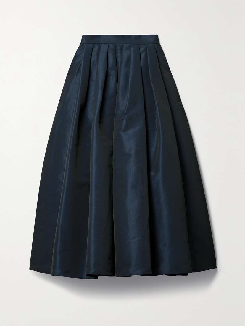 McQueen Pleated Faille Midi Skirt
