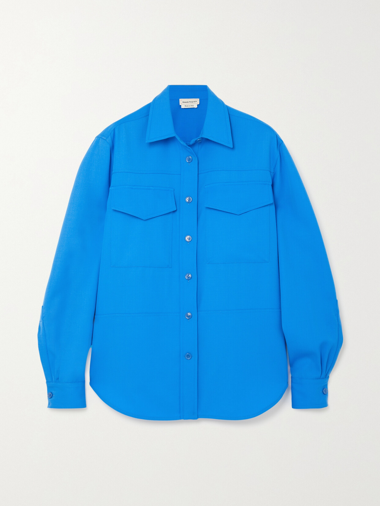 Alexander McQueen - Paneled Grain De Poudre Wool Shirt - Blue