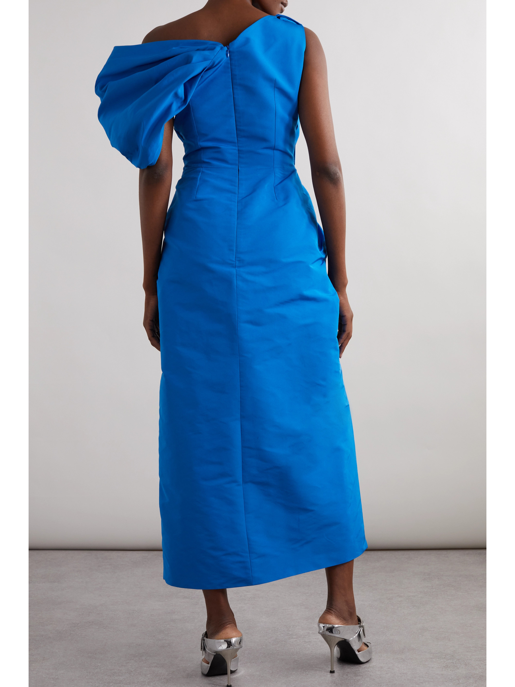 Alexander McQueen - One-shoulder asymmetric knotted faille midi