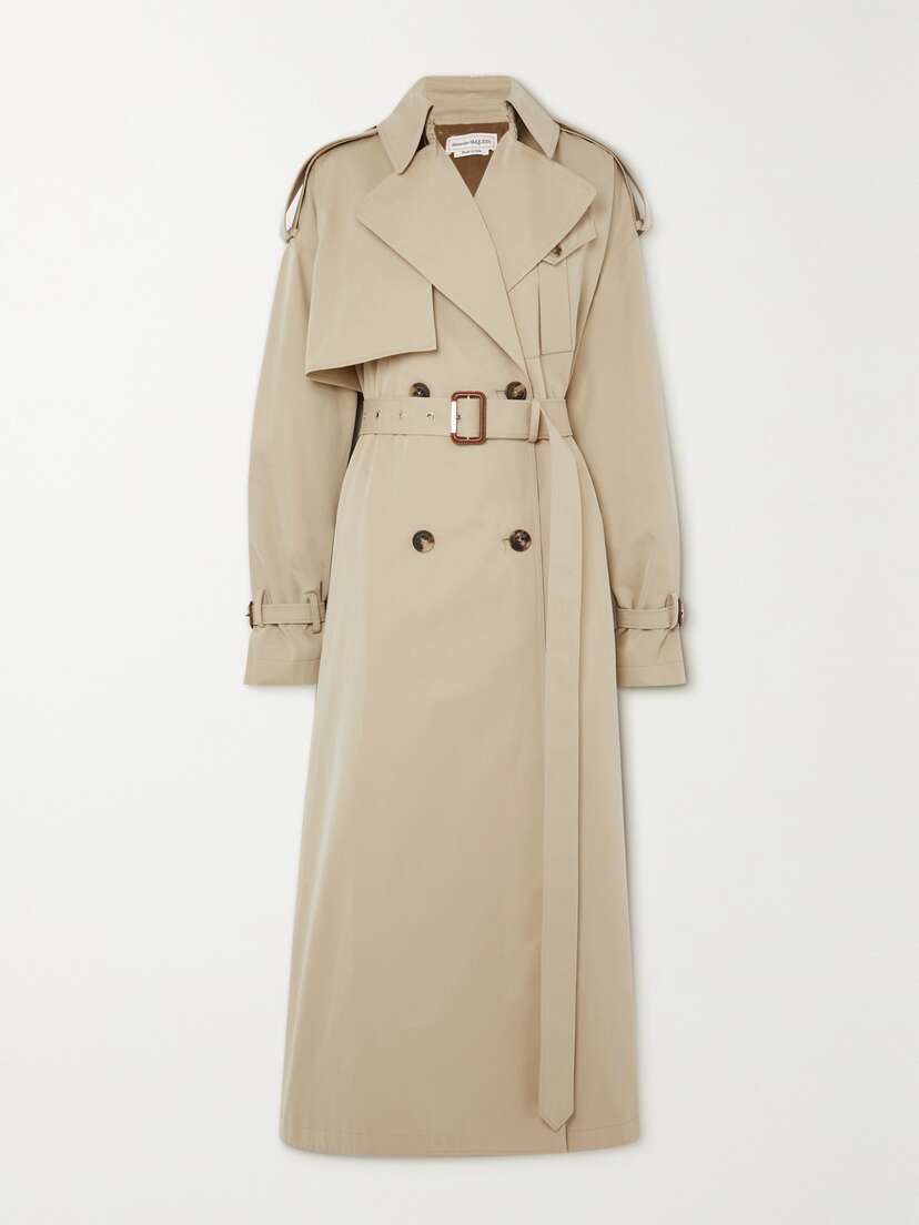 Alexander McQueen Double-breasted Belted Cotton-gabardine Trench Coat