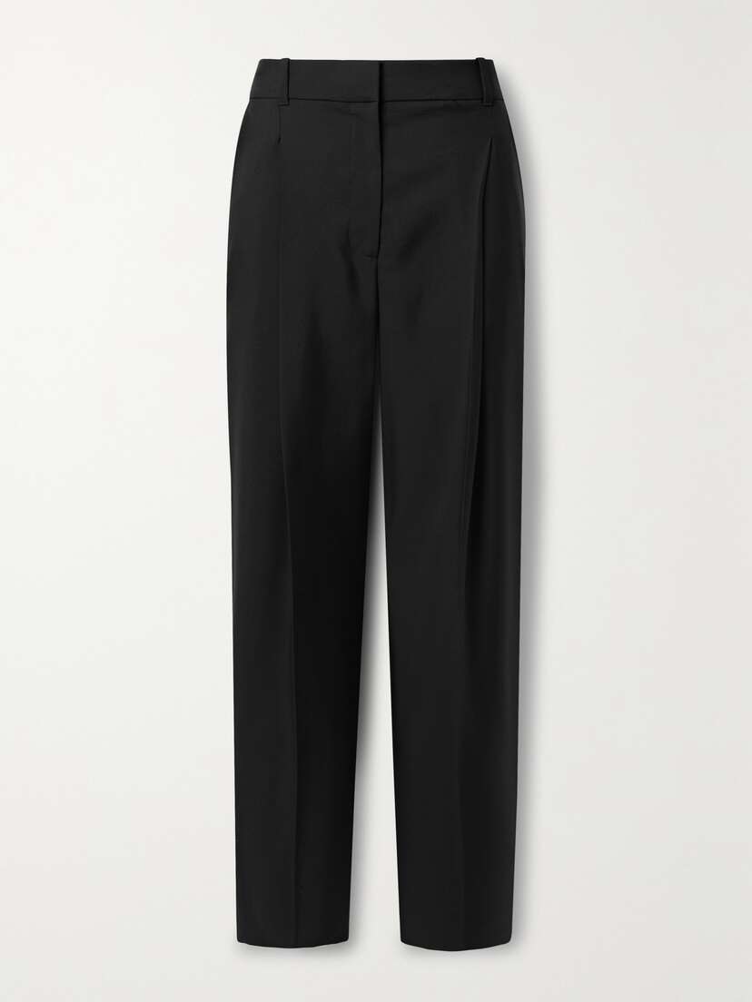 McQueen Pleated Grain De Poudre Wool Slim-leg Pants