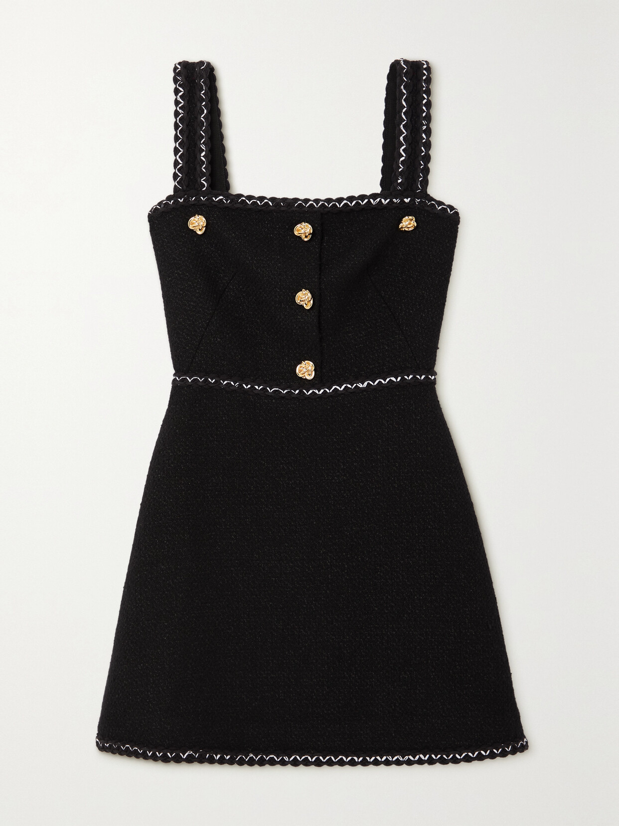 Alexander McQueen - Bombe Button-embellished Wool-blend Tweed Mini Dress - Black