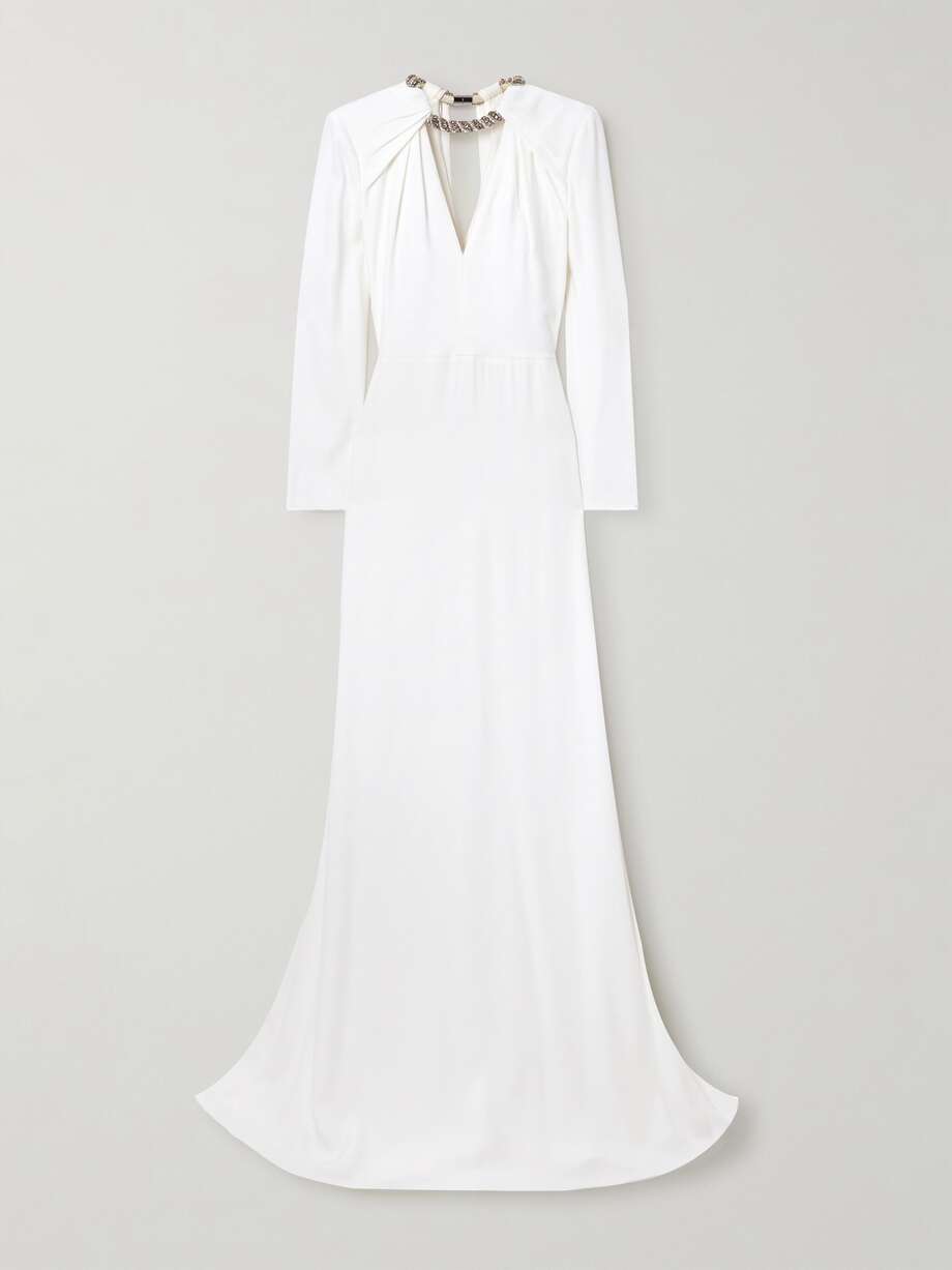 embellished crepe gown