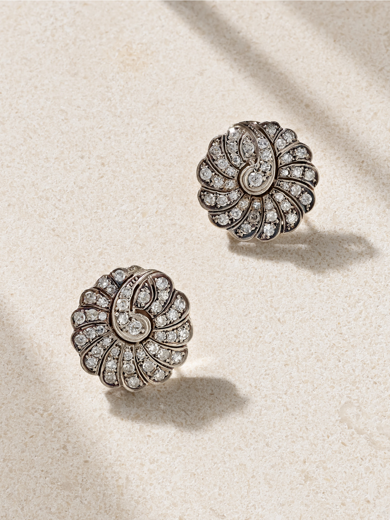 Stephanie Windsor Victorian 1900 Silver And  Diamond Earrings