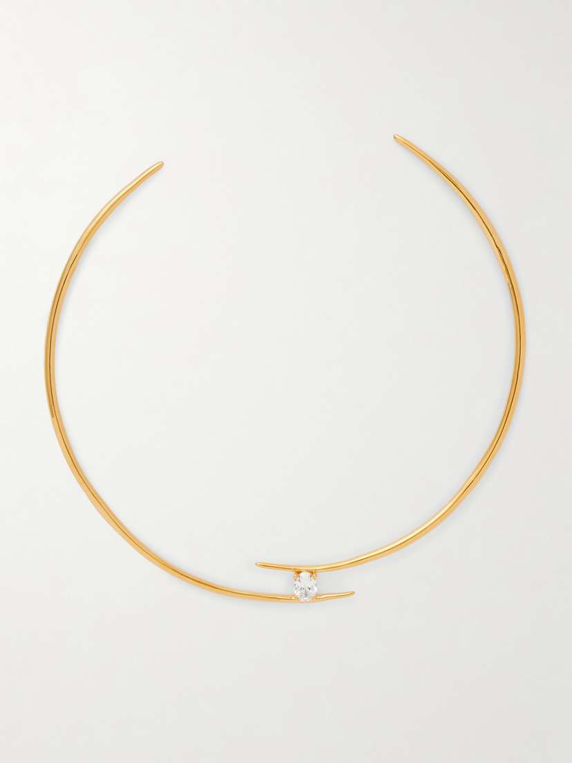 Anissa Kermiche Caught In The Act Gold-plated Cubic Zirconia Necklace