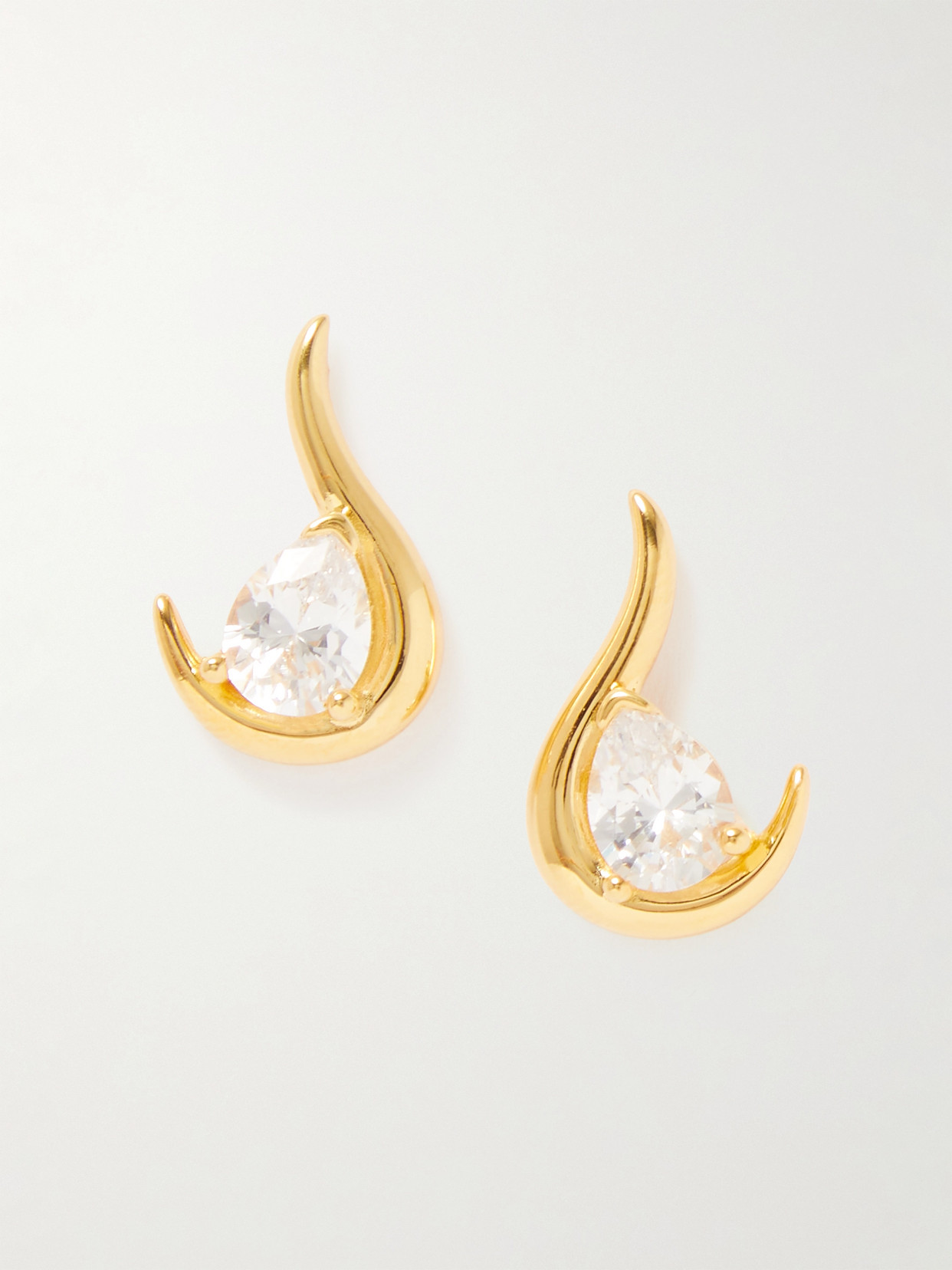 Shop Anissa Kermiche Grande Poire De Feu Gold Vermeil Cubic Zirconia Earrings