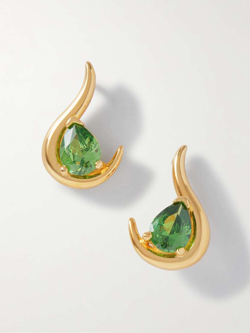 Anissa Kermiche Grande Poire De Feu Gold Vermeil Peridot Earrings