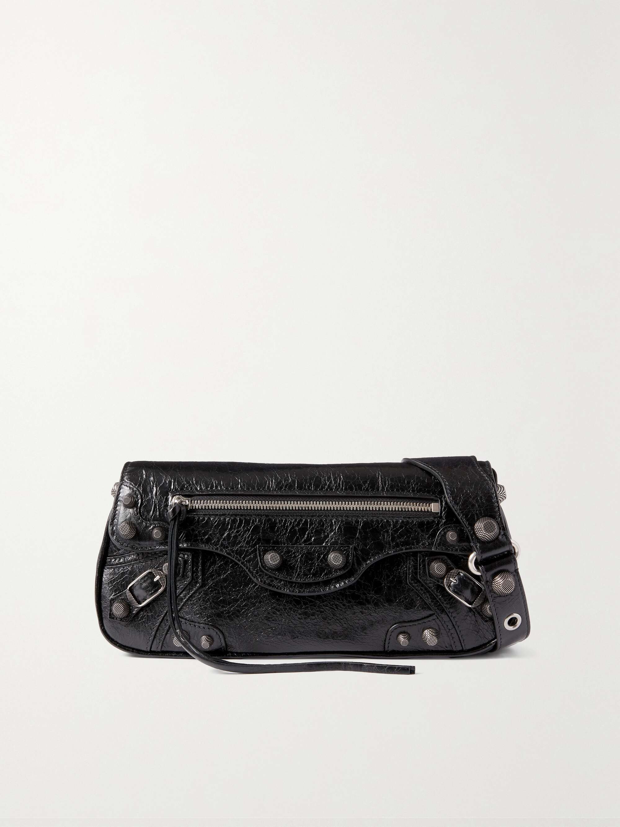 BALENCIAGA Le Cagole Sling studded crinkled-leather shoulder bag | NET ...