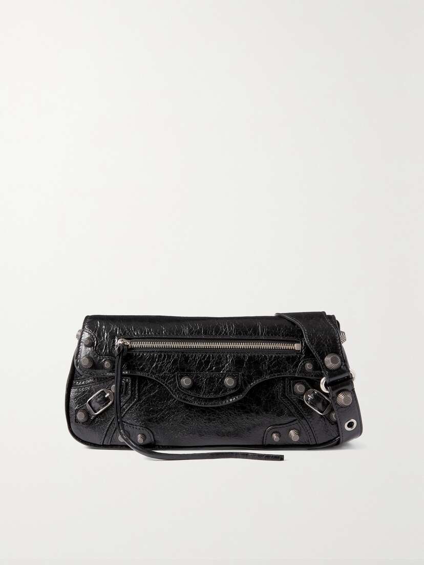 Balenciaga Le Cagole Sling Studded Crinkled-leather Shoulder Bag
