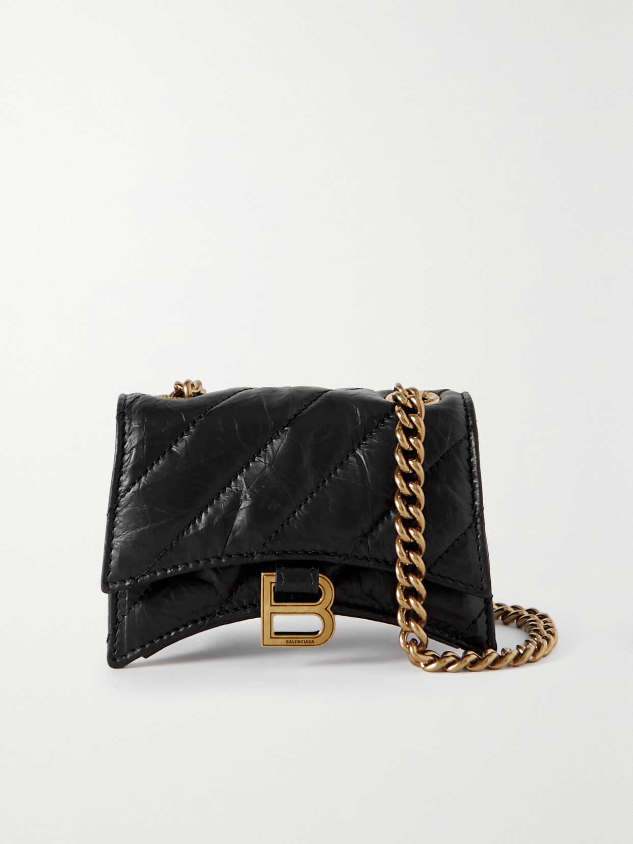 Balenciaga Crush Mini Quilted Leather Shoulder Bag In Black