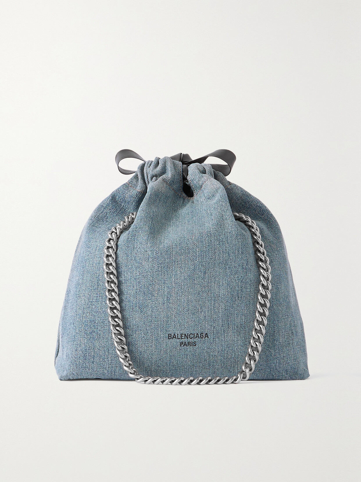 Balenciaga - Leather-trimmed Denim Tote - Blue