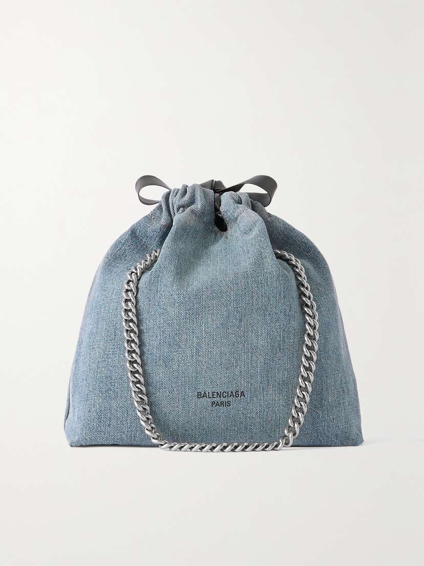 Balenciaga Leather-trimmed Denim Tote