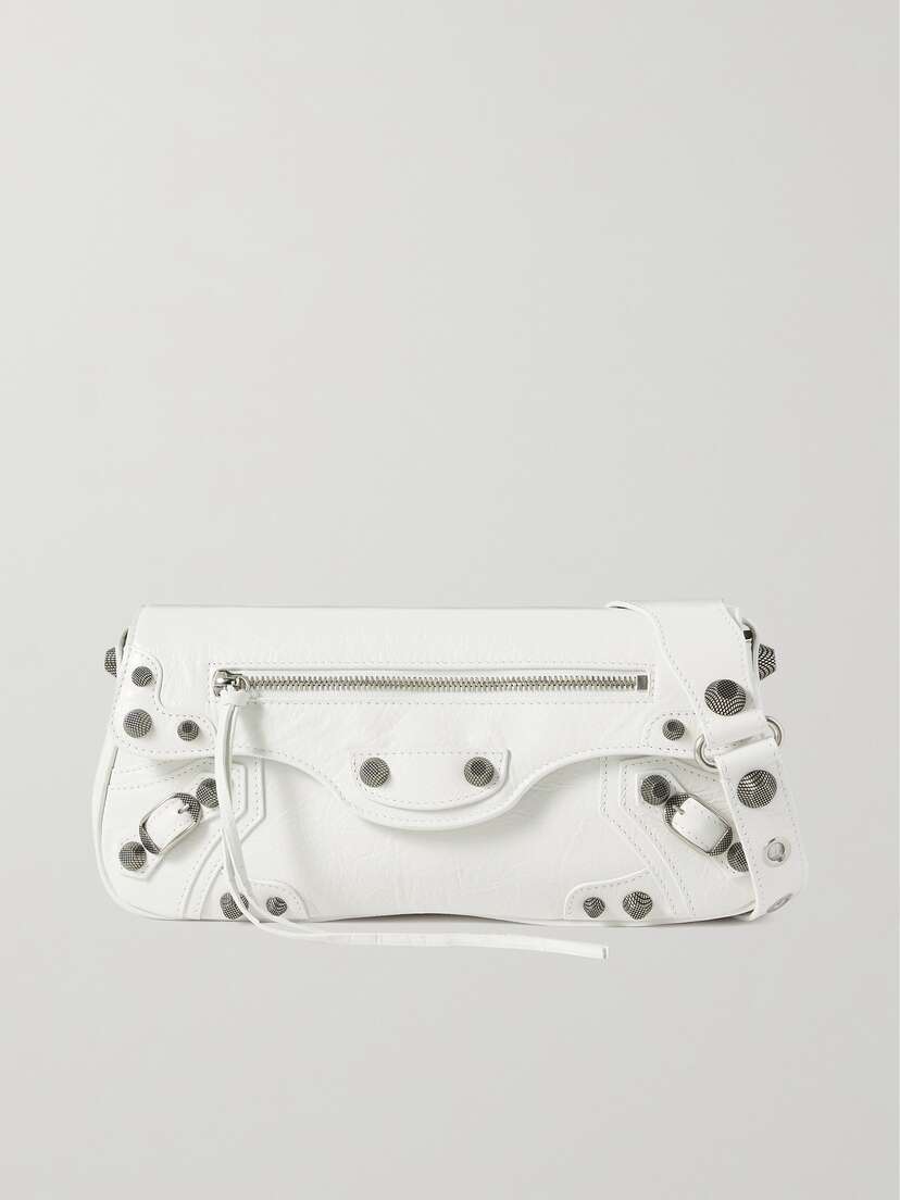 Balenciaga Le Cagole Sling Studded Crinkled-leather Shoulder Bag