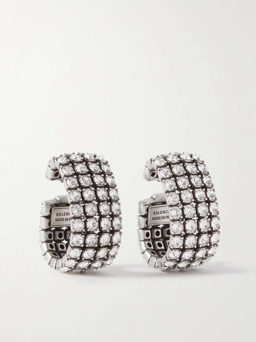 Balenciaga Glam Silver-tone Crystal Ear Cuffs