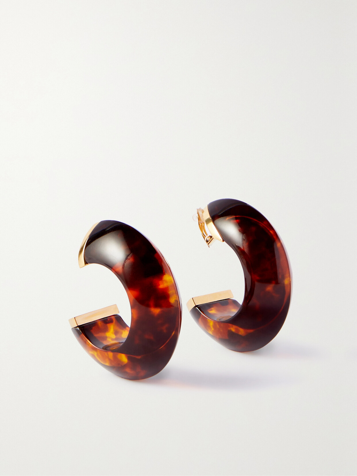 SAINT LAURENT - Gold-tone And Resin Clip Earrings - One size