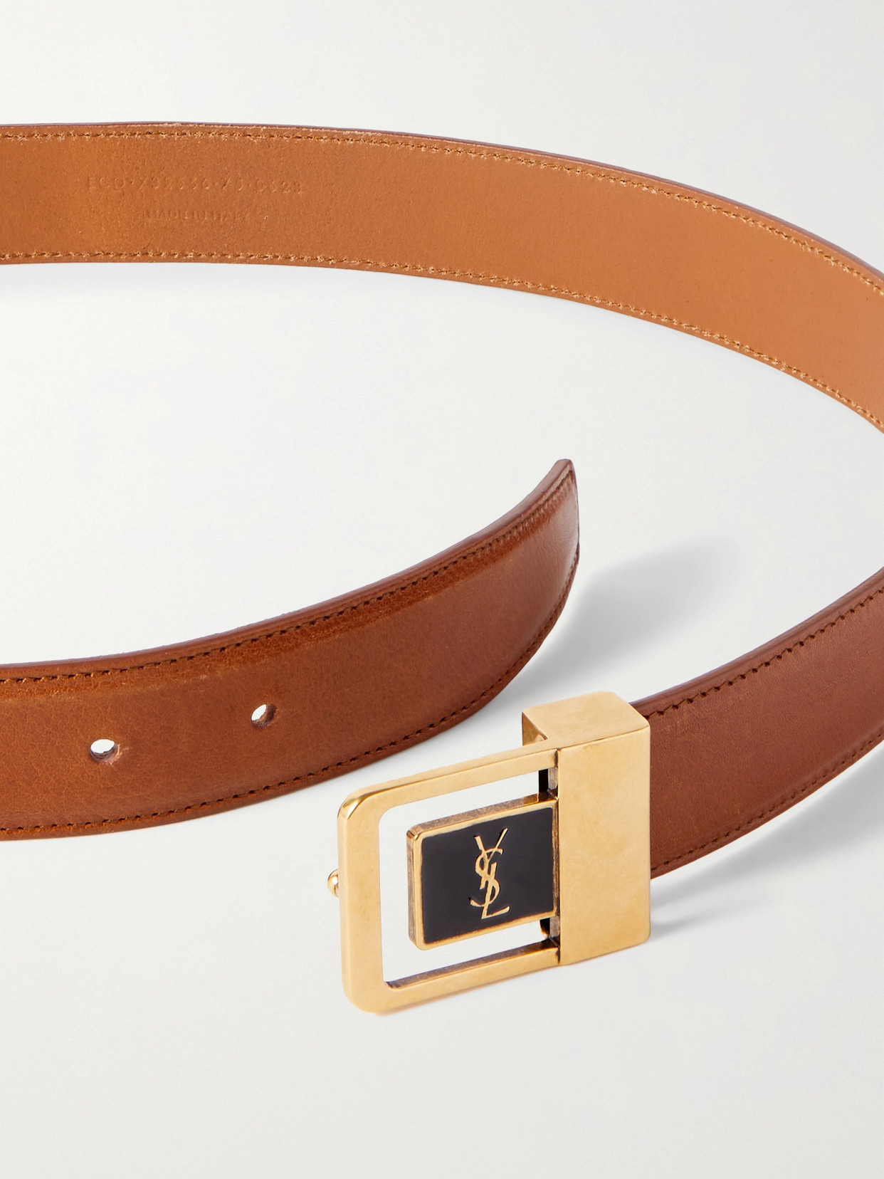 Shop Saint Laurent Leather Belt In Brown