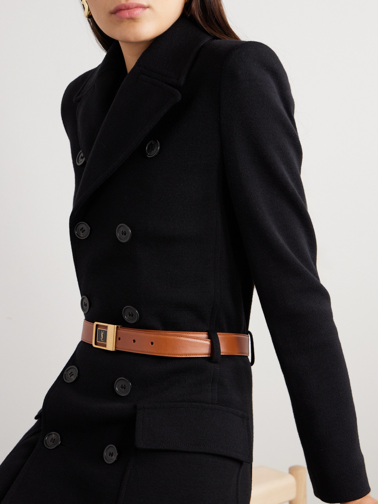 Shop Saint Laurent Leather Belt In Brown