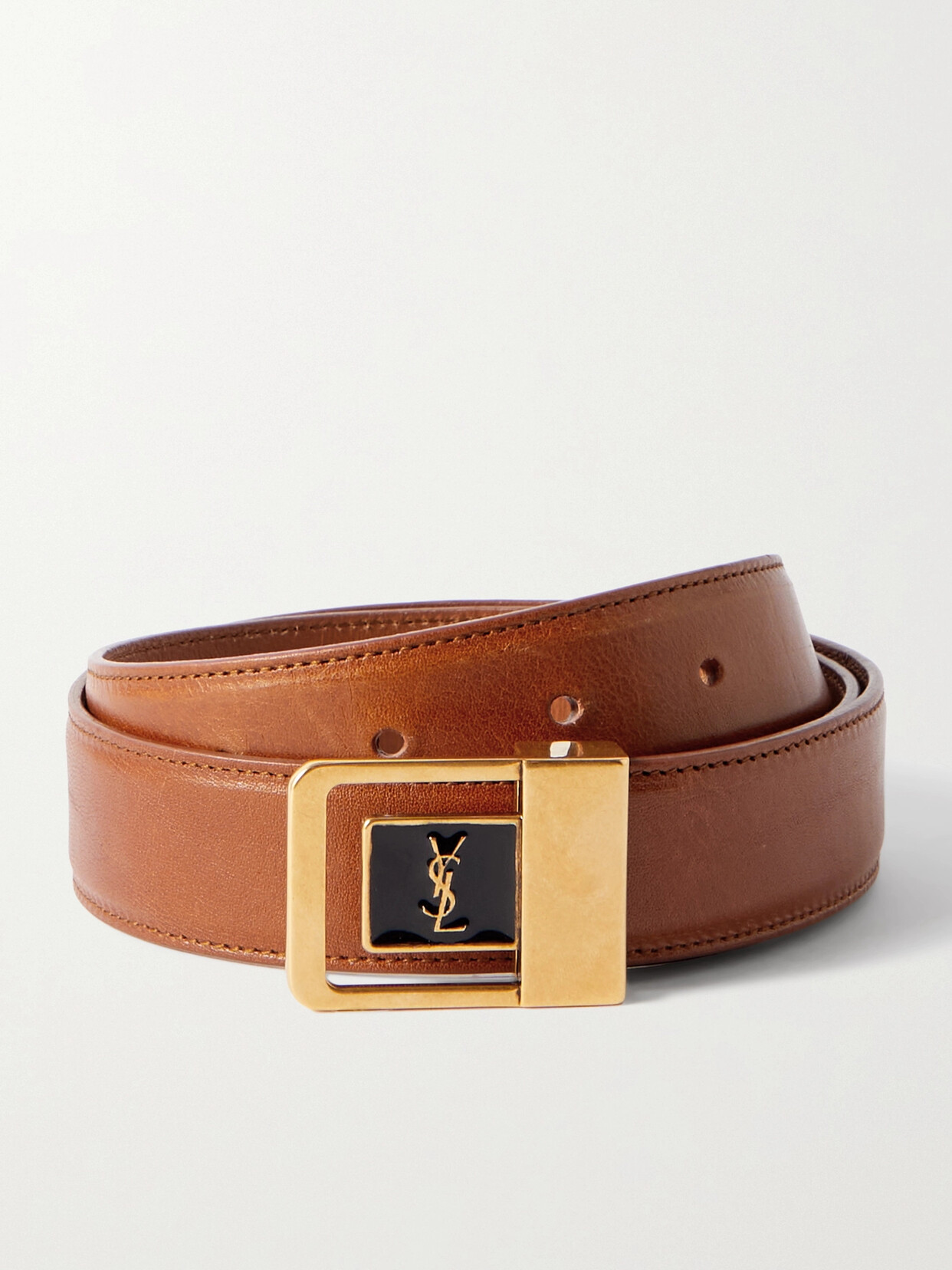 Saint Laurent Female Leather Belt In Brown