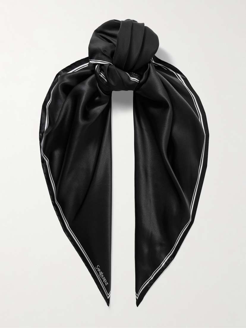 Saint Laurent Striped Printed Silk Scarf