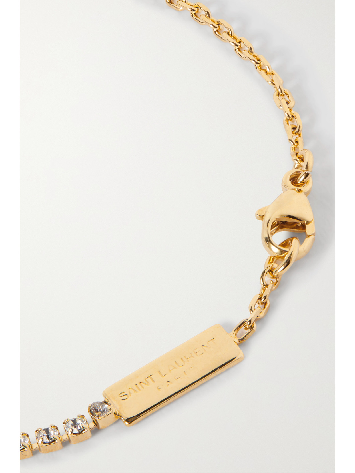 Shop Saint Laurent Cassandre Gold-tone Crystal Bracelet