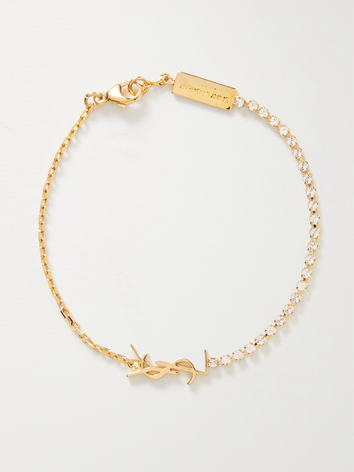 Saint Laurent Cassandre Gold-tone Crystal Bracelet