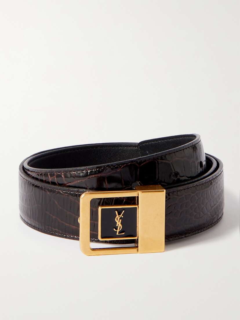Saint Laurent Croc-effect Leather Belt