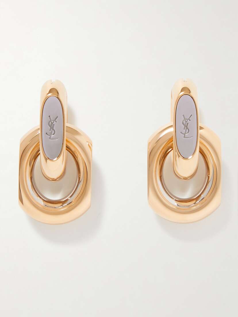 Saint Laurent Duo Link Gold And Silver-tone Earrings