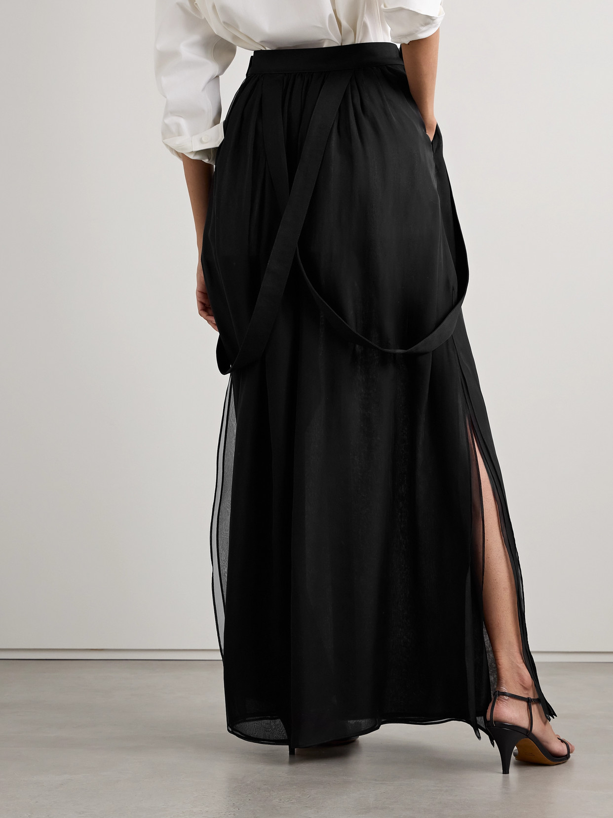 MAX MARA JEDY EMBELLISHED SILK-CHIFFON MAXI SKIRT